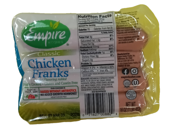 Empire Kosher Classic Chicken Franks, 16 Oz