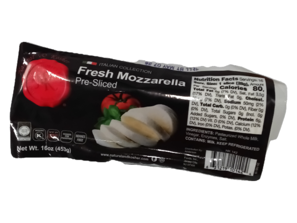 Natural & Kosher Fresh Mozzarella Sliced, 16 Oz