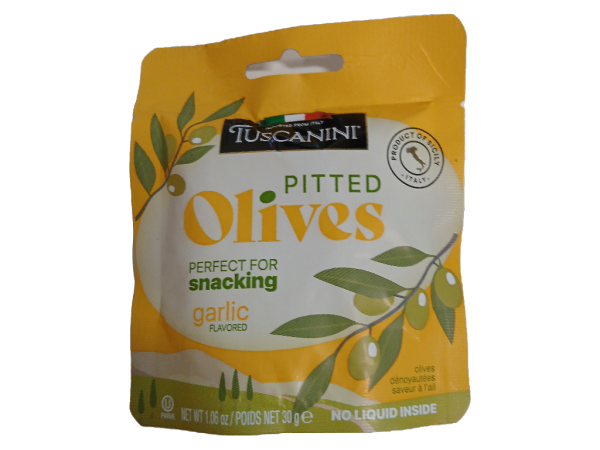 Tuscanni Garlic Pitted Olive Pouch, 1 Oz
