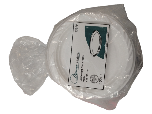 Dinner plastic plates 6", 100 ct