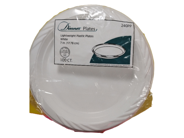 Dinner Plastic Plates 7", 100 Ct