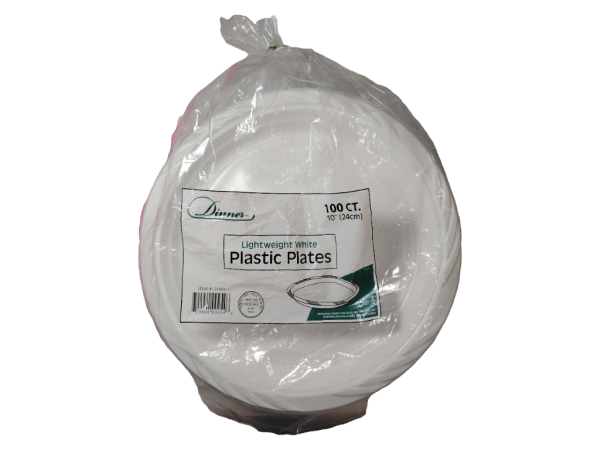 Dinner 10"" Plastic Plates, 100 Ct