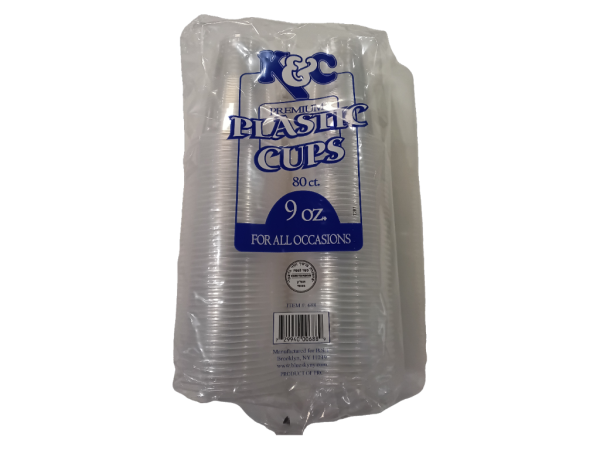 K&C Plastic 9 Oz Cups, 80 Ct