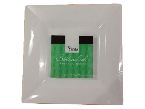 Simcha Collecti 6.5"" Square White Plates, 10 Ct