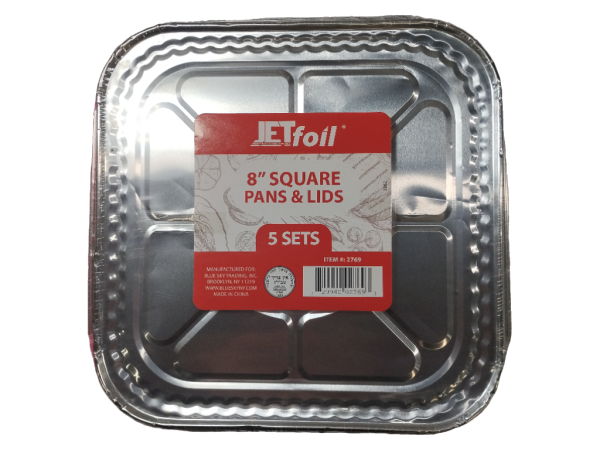 Jet Foil 8"" Square Pans W/Lids, 5 Pk