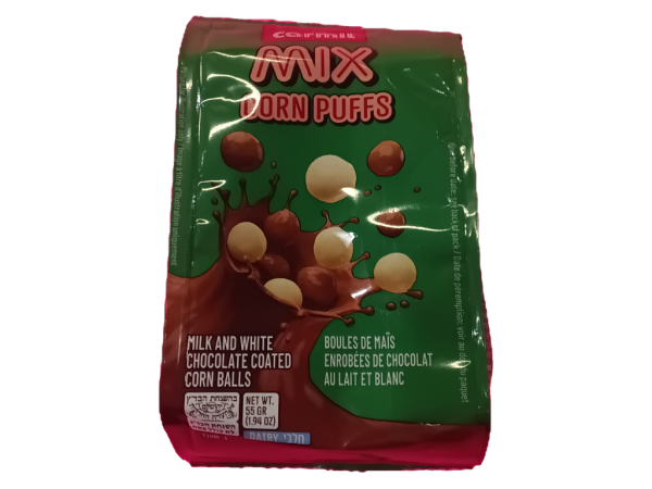 Carmit Mix Corn Puffs Milk & White Choc Coated, 1.94 Oz