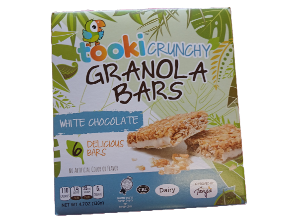 Tooki White Chocolate Crunchy Granola Bars, 6Pk