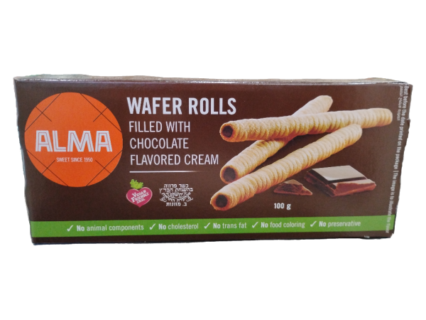 Alma Rolim Wafer Rolls Filled With Chocolate Flavored Cream, 3.5oz
