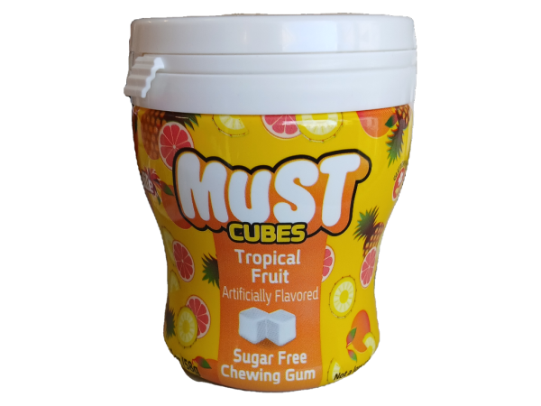 Elite Must Cubes Tropical Fruit S/F Chewing Gum, 2oz