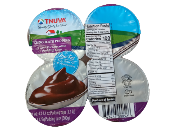 Tnuva Chocolate Pudding 4.4oz, 4 ct