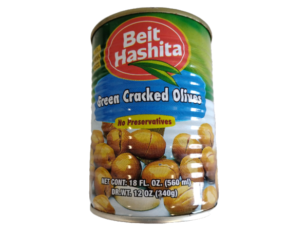 Beit Hashita Green Cracked Olives, 18.9oz