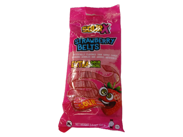 Sourx Extra Sour Strawberry Belts, 3.5oz