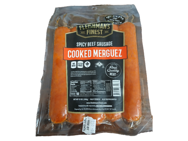 1508 Fleishman's Beef Sausage Cooked Merguez 12oz By